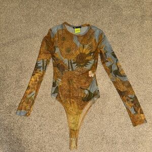 Zara Sunflower Print Bodysuit - Yellow and Blue